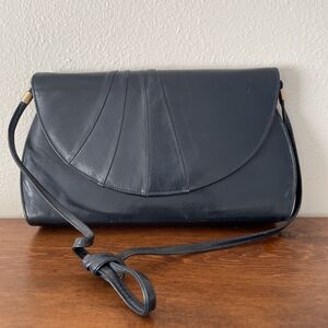 Florsheim‎ Vintage Leather Blue Clutch Purse W/ Optional Strap Wedding Going Out